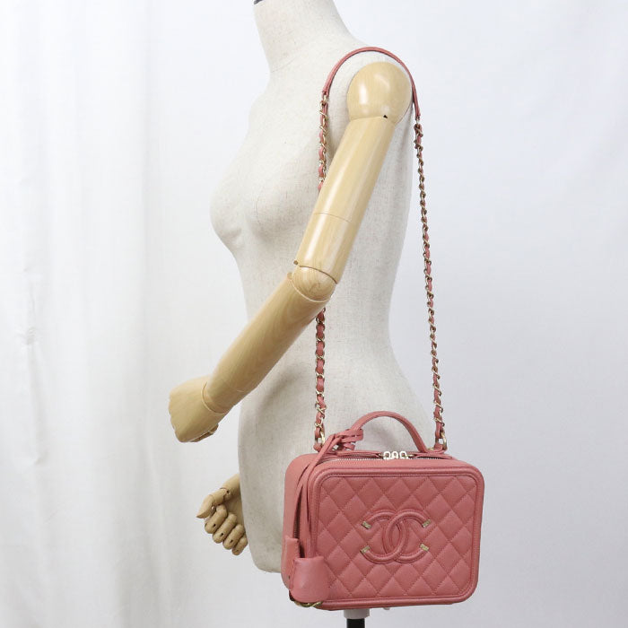 CHANEL 2-way vanity bag CC filigree Shoulder bag / caviar 28418574 Women