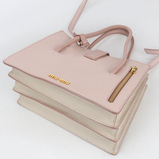 MIUMIU 2WAY Madras 5BA104 F0JW1 2AJB Tote Bag/Goat leather Women's