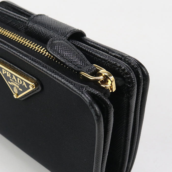 PRADA Saffiano Triangle Wallet 1ML018 Bifold Wallet Nylon / leather Women