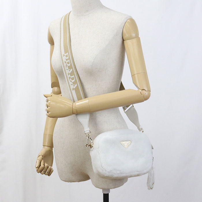 PRADA 1BH192 2EC9 F0009 Diagonal shoulder bag Fake fur / fur / leather Women