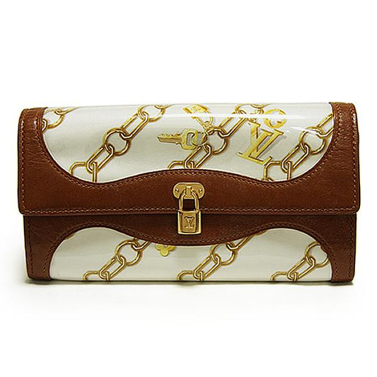 LOUIS VUITTON Authentisches Vintage Monogramm Charm Pochette Porte Monnaie M95170 Klappe Lange Geldbörse Vorhängeschloss/Cadenas Design