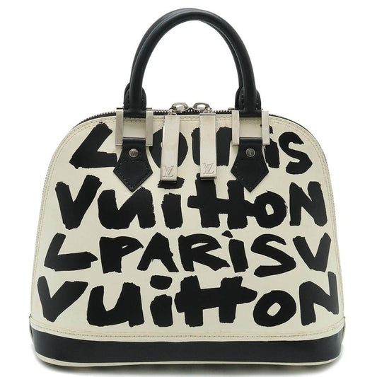 LOUIS VUITTON 正品复古涂鸦 Alma MM 手提包 黑色象牙色