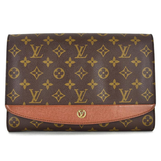 LOUIS VUITTON Authentische Vintage Tasche Monogramm Bordeaux M51797 Schultertasche Clutch 2-Wege Braun Leder Knopfverschluss