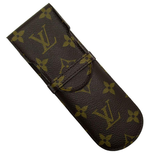 LOUIS VUITTON Authentisches Vintage Stifteetui Monogramm Glacé Leder Braun