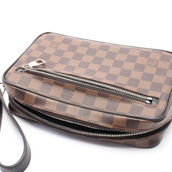 LOUIS VUITTON Damier Pochette Kasai Damier Ebene Clutch Bag N41663