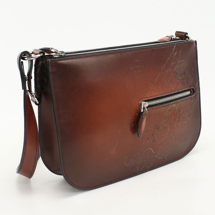 Berluti Sienna Messenger Bag Calligraphy Shoulder bag leather Men