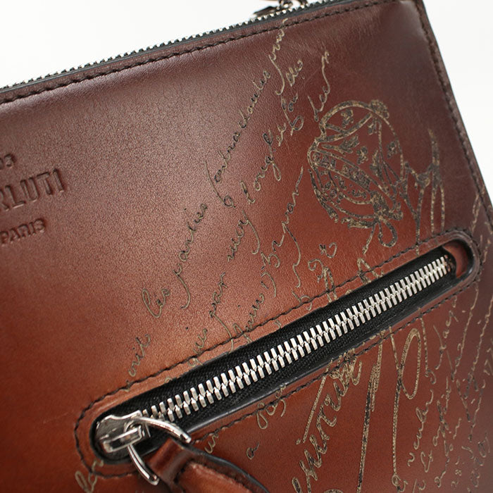Berluti Sienna Messenger Bag Calligraphy Shoulder bag leather Men