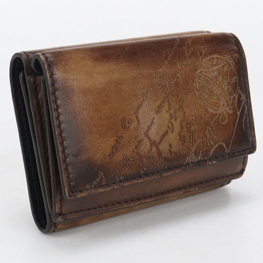 Berluti flap compact wallet Akajou Tri-fold wallet/Venetian leather Men's