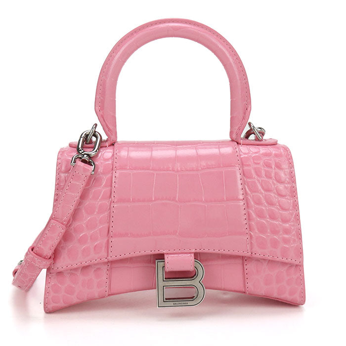 BALENCIAGA Top Handle Bag XS 2WAY Hour glass 592833 Handbag / Croco embossed Women