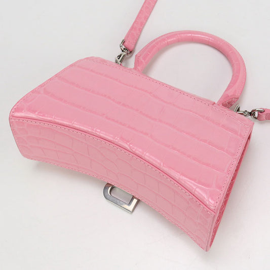 BALENCIAGA Top Handle Bag XS 2WAY Hour glass 592833 Handbag / Croco embossed Women