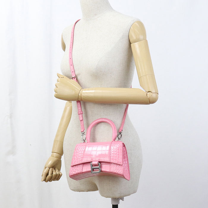 BALENCIAGA Top Handle Bag XS 2WAY Hour glass 592833 Handbag / Croco embossed Women