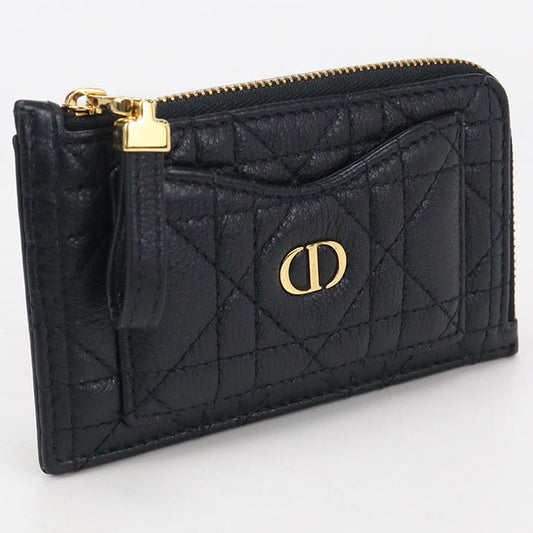 Dior Zip card holder dior caro Coin Pocket Calfskin Women's