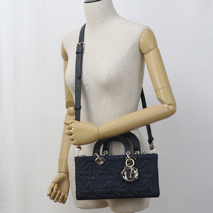 DIOR Medium 2WAY Lady D-Joy M0540 Handbag denim / Calfskin Women