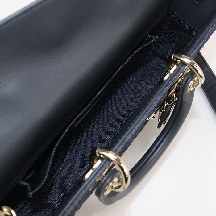 DIOR Medium 2WAY Lady D-Joy M0540 Handbag denim / Calfskin Women