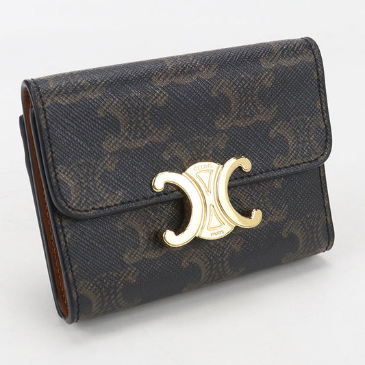CELINE Compact wallet with coin compartment Triomphe canvas 10I652DS3.04LU Tri-fold wallet PVC Women's