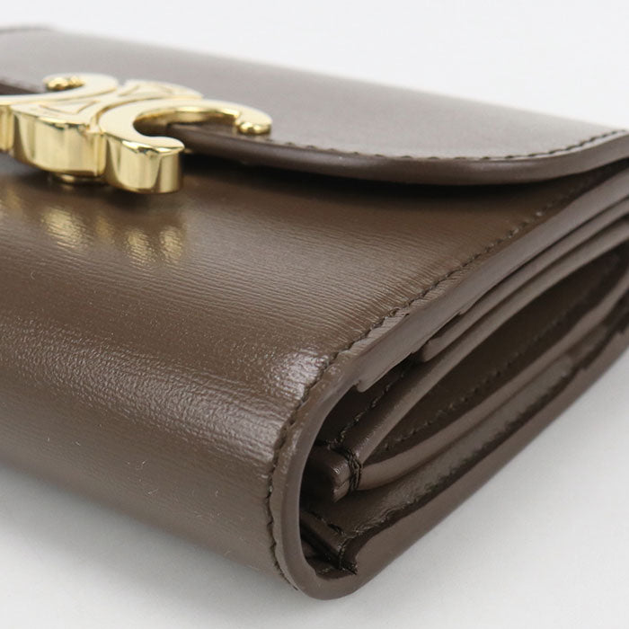 CELINE Small flap wallet Triomphe 10D783DPV Tri-fold wallet Calfskin Women's