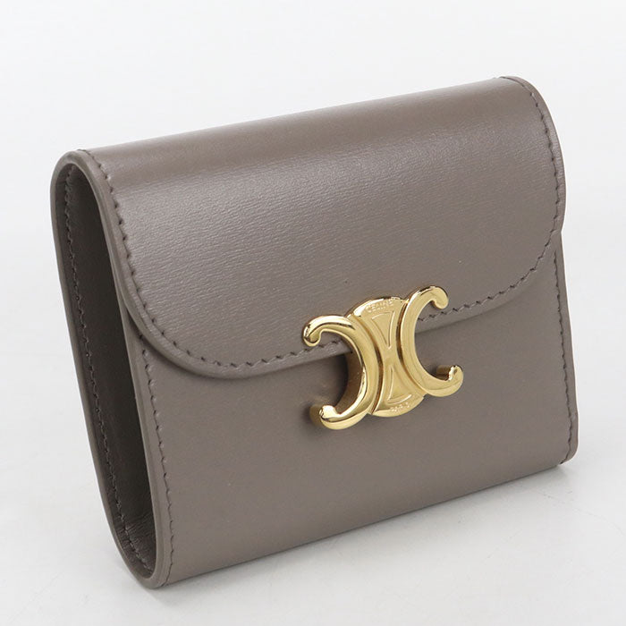 CELINE Small flap wallet Triomphe 10D783DPV.10BL Tri-fold wallet Calfskin Women's