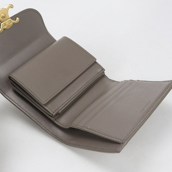 CELINE Small flap wallet Triomphe 10D783DPV.10BL Tri-fold wallet Calfskin Women's