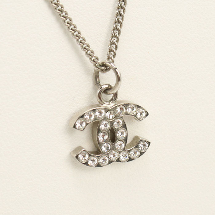 CHANEL Rhinestone COCO Mark Necklace metal Women