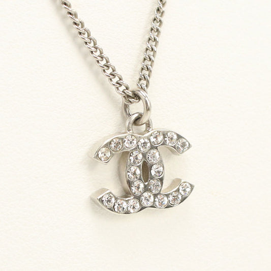 CHANEL Rhinestone COCO Mark Necklace metal Women
