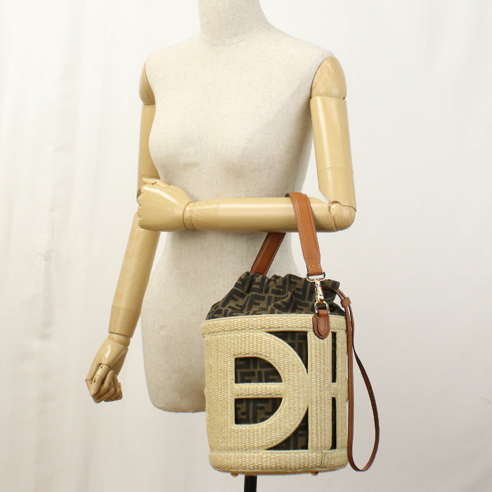 FENDI Medium Bucket Bag Step Out 8BT364 Handbag straw / Medium Bucket Bag Women