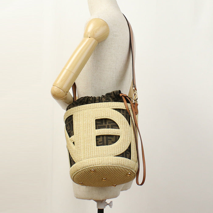 FENDI Medium Bucket Bag Step Out 8BT364 Handbag straw / Medium Bucket Bag Women