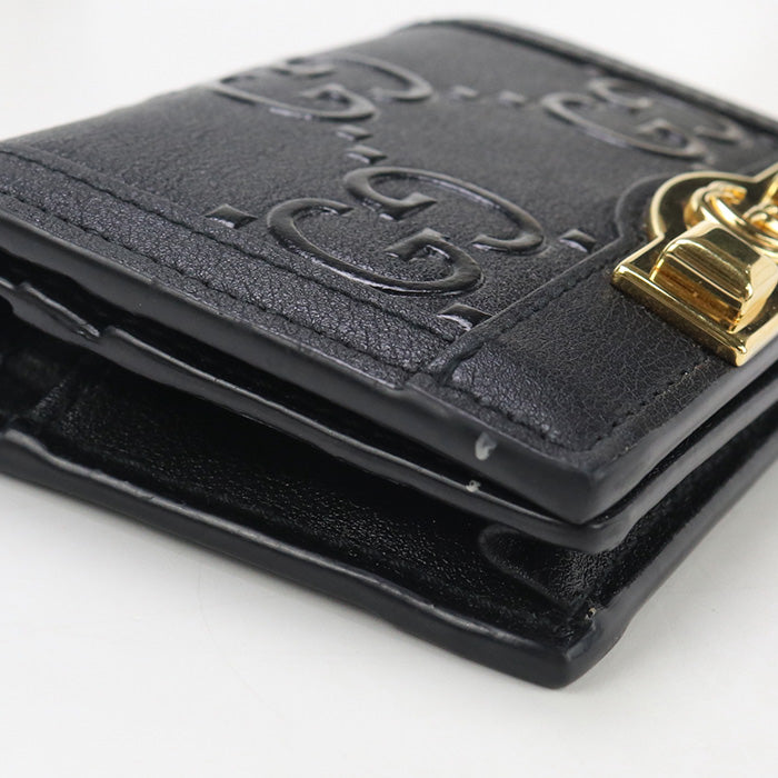 GUCCI Card Case wallet GG emboss 676150 Bi-fold wallet with coin purse leather Women