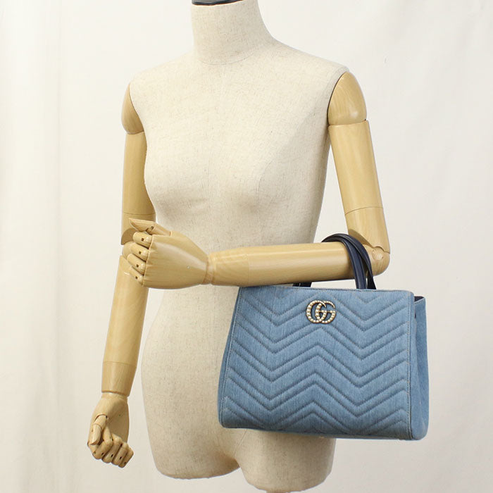 GUCCI 2WAY GG Marmont 448054 Tote bag denim / leather Women