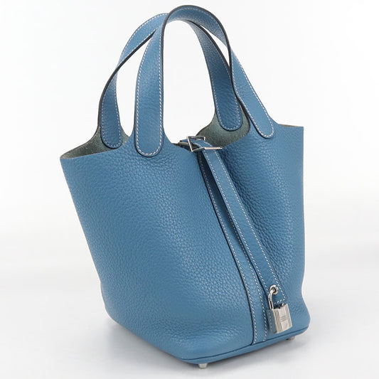 HERMES Picotan Lock PM Handbag / Taurillon Clemence Blue gene Women