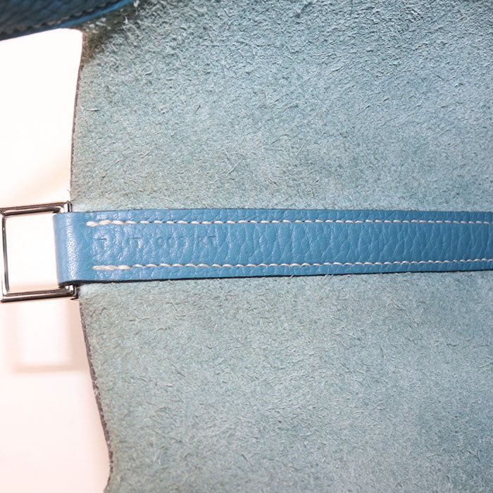 HERMES Picotan Lock PM Handbag / Taurillon Clemence Blue gene Women