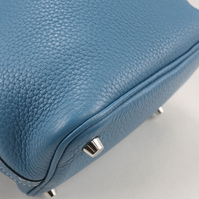HERMES Picotan Lock PM Handbag / Taurillon Clemence Blue gene Women