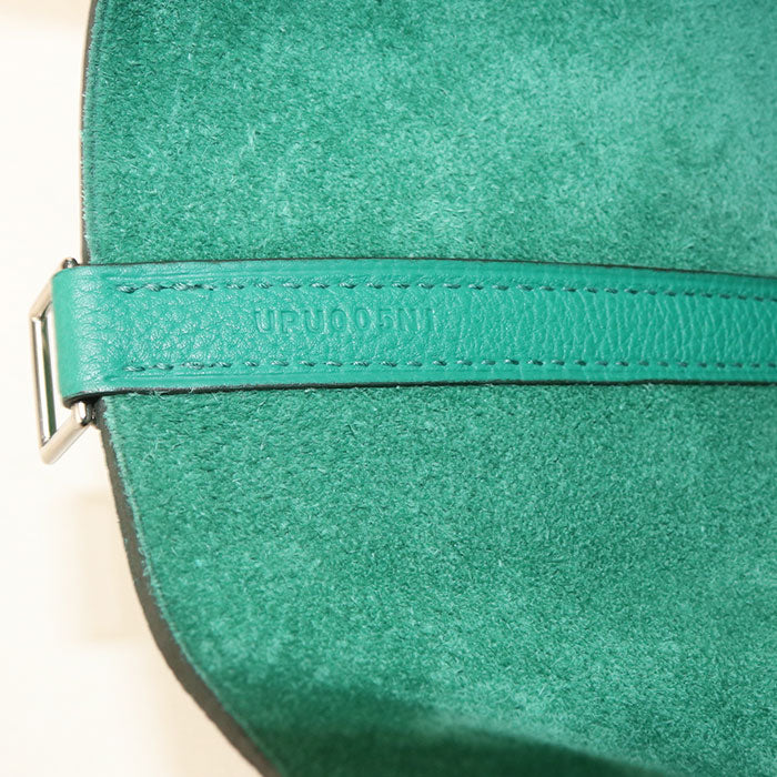 HERMES Pico Tan Lock MM Handbag / Taurillon Clemence Veil Jade Women