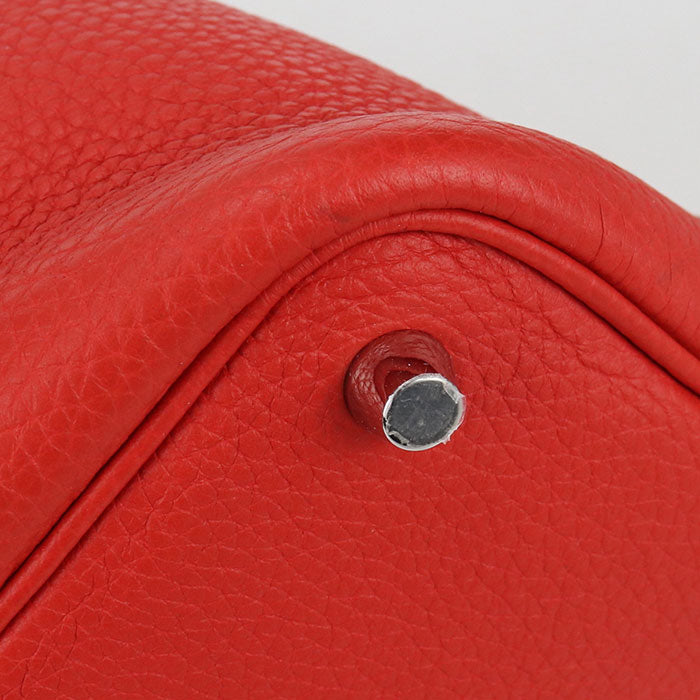 HERMES Picotan Lock PM Handbag Taurillon Clemence Rouge Kazak Women's