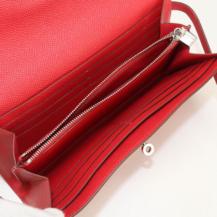 HERMES Kelly wallet Long wallet with double fold coin purse Epsom Bougainvillea Women's