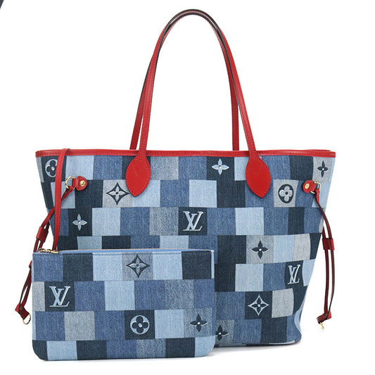 LOUIS VUITTON Neverfull MM Monogram denim M44981 Tote bag denim / leather Women