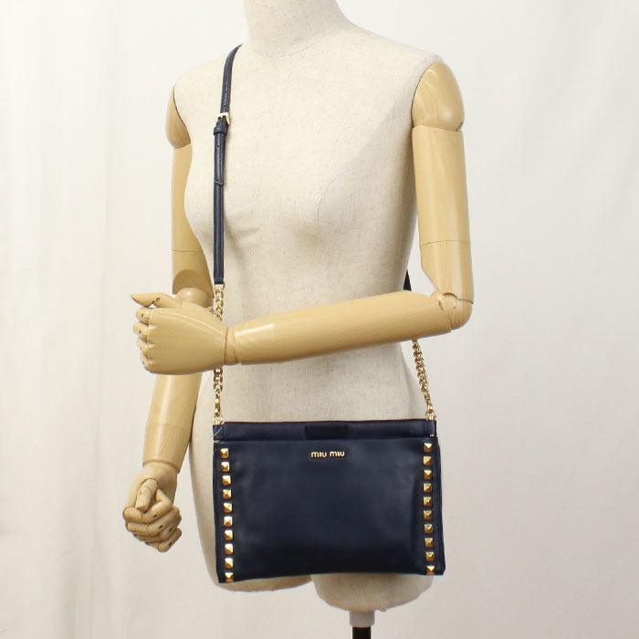MIUMIU  2WAYChain Shoulder bag 5BH356 2A8P F0016 Diagonal Shoulder bag Calfskin Women