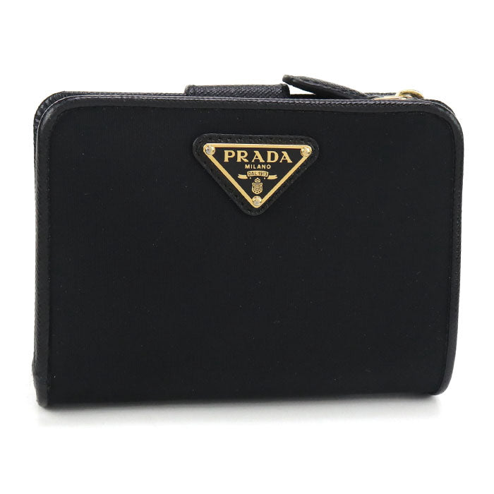 PRADA Saffiano Triangle Wallet 1ML018 Bifold Wallet Nylon / leather Women