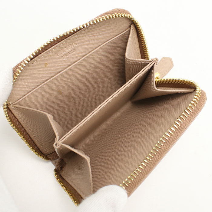 PRADA Coin case saffiano triangle 1ML522 QHH Coin Pocket leather Women