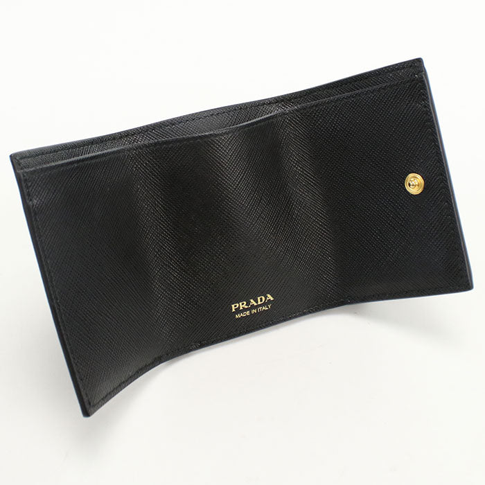 PRADA Saffiano Triangle Wallet 1BH021 QHH F0002 Tri-fold wallet with coin purse Calfskin Women