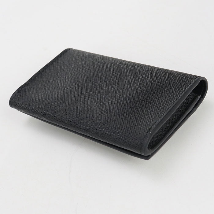 PRADA Card Case saffiano triangle name card holder leather Women