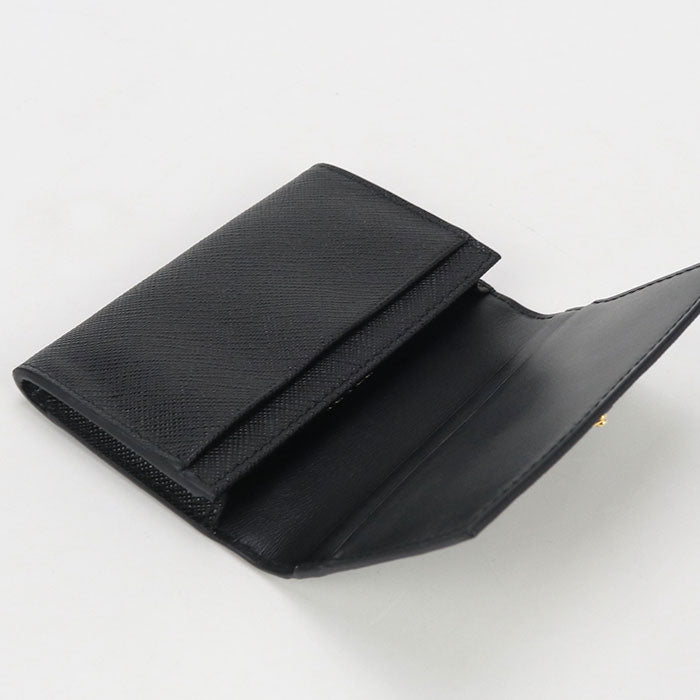 PRADA Card Case saffiano triangle name card holder leather Women