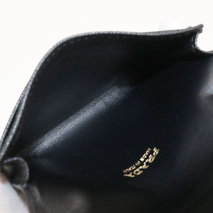 PRADA Card Case saffiano triangle name card holder leather Women