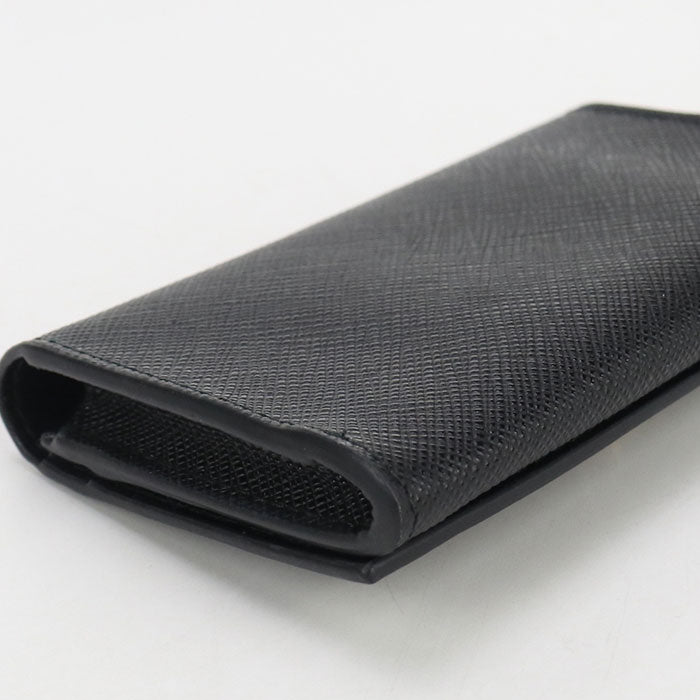 PRADA Card Case saffiano triangle name card holder leather Women