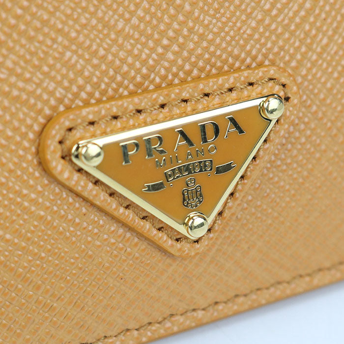 PRADA saffiano triangle Card Case Calfskin Women's
