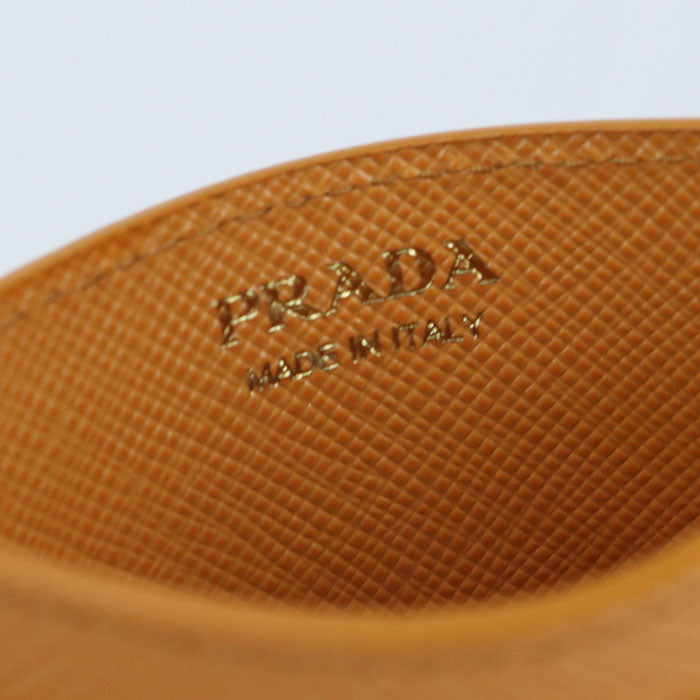 PRADA saffiano triangle Card Case Calfskin Women's