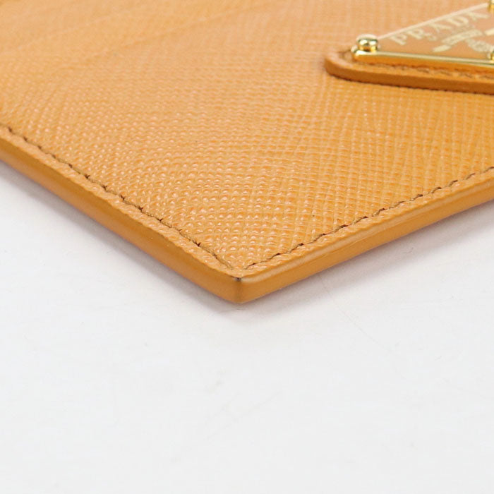 PRADA saffiano triangle Card Case Calfskin Women's