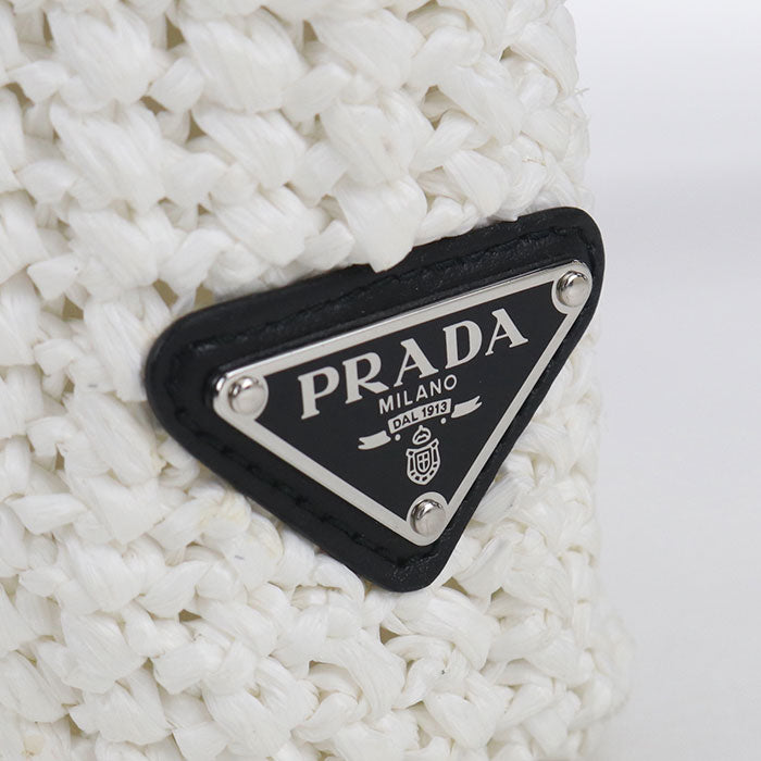 PRADA Small Crochet 1BG422 Basket bag Raffia Women's