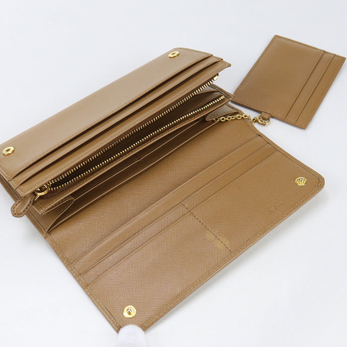 PRADA Saffiano leather wallet PR92598 Long wallet with double fold coin purse leather / Saffiano leather wallet Women