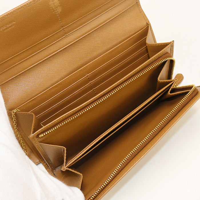 PRADA Saffiano leather wallet PR92598 Long wallet with double fold coin purse leather / Saffiano leather wallet Women
