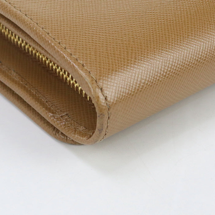 PRADA Saffiano leather wallet PR92598 Long wallet with double fold coin purse leather / Saffiano leather wallet Women